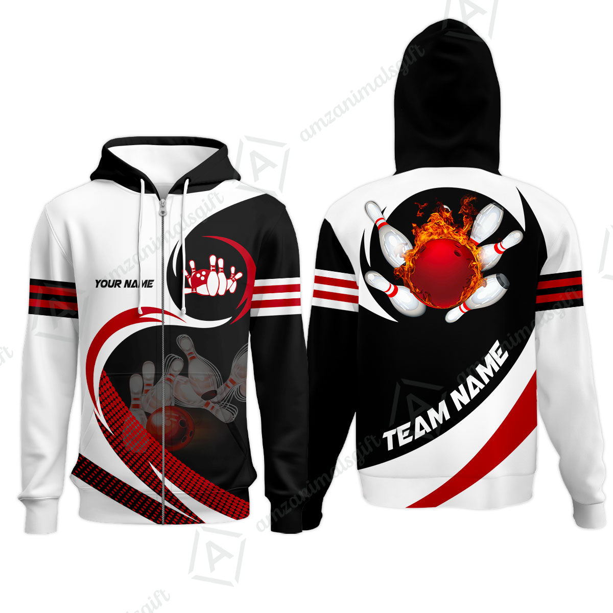 Custom Bowling Team Jersey Shirts, Custom Flame Ball Bowling Uniforms Unisex Polo, Multi Colors Personalized Name And Team Name