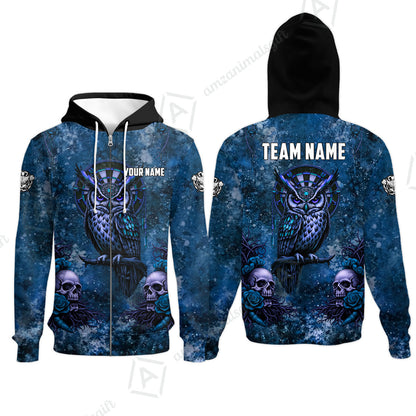 Custom Darts Team Jersey, Personalized Spooky Owl Jersey Shirt For Players With Name & Team Name