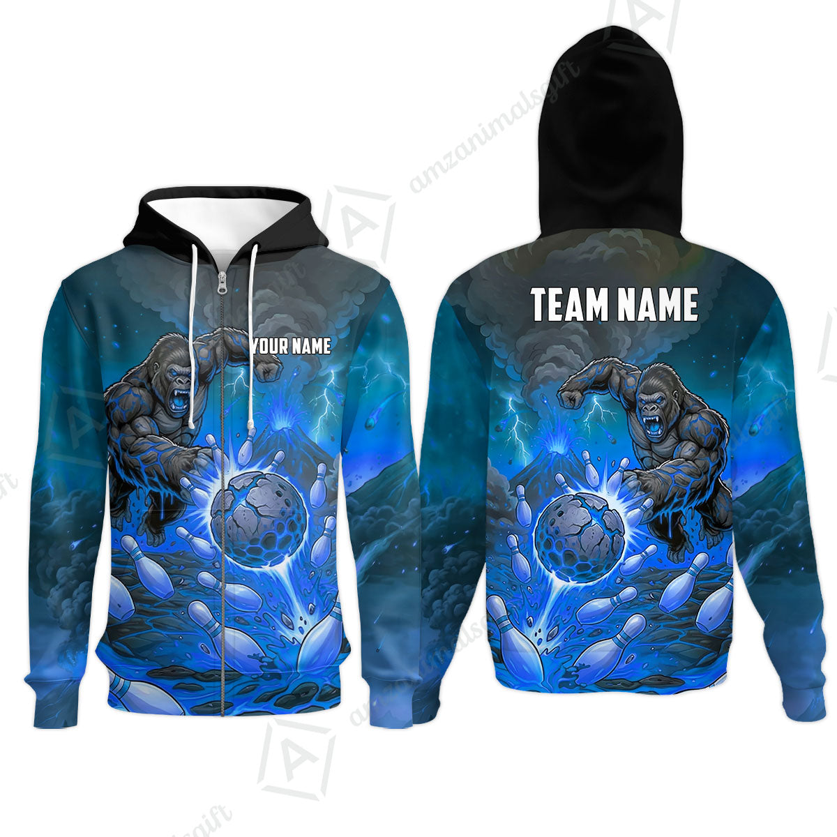 Custom Bowling Jersey Polo Shirt, Fierce Gorilla Strike Bowling, Custom Bowling Jersey Team Shirt For Players With Name & Team Name