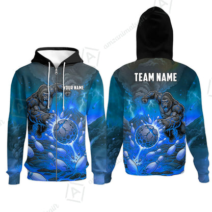 Custom Bowling Jersey Polo Shirt, Fierce Gorilla Strike Bowling, Custom Bowling Jersey Team Shirt For Players With Name & Team Name