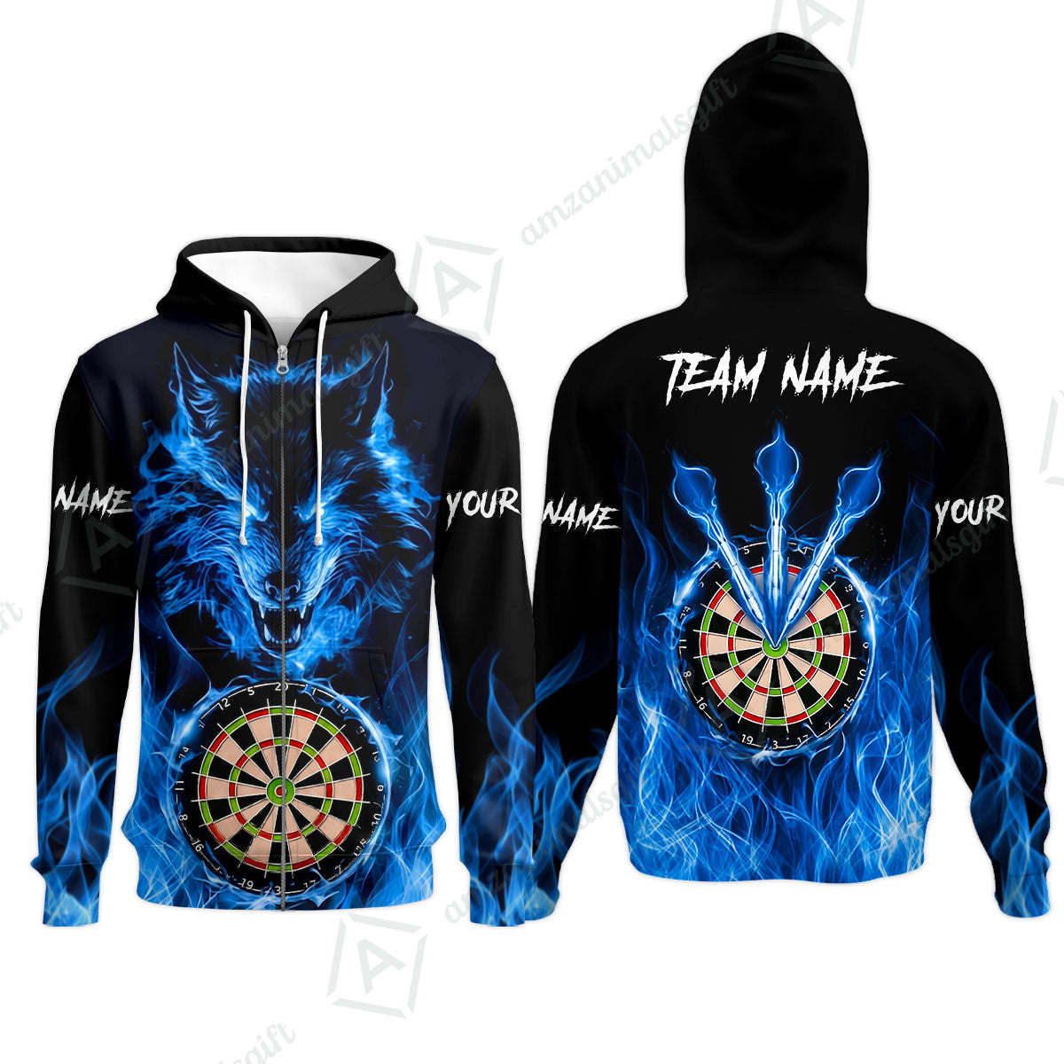 Custom Darts Jersey Polo Shirt, Dartboard Fierce Wolf Design, Uniform Dart - Personalized Name And Team Name