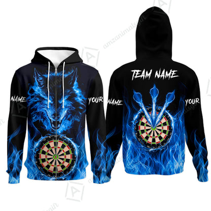 Custom Darts Jersey Polo Shirt, Dartboard Fierce Wolf Design, Uniform Dart - Personalized Name And Team Name