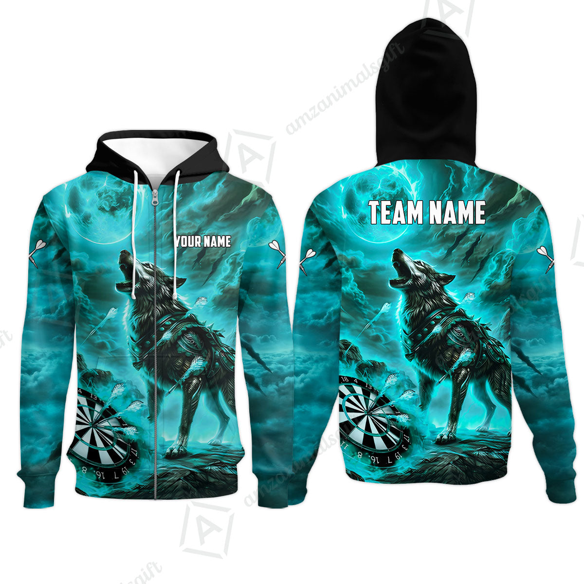 Custom Darts Team Jersey, Personalized Flaming Wolf Jersey Shirt For Players With Name & Team Name