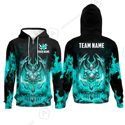 Custom Hellfire Bowling Jersey Polo Shirt, Custom Hellfire Bowling Jersey Team Shirt For Players With Name & Team Name
