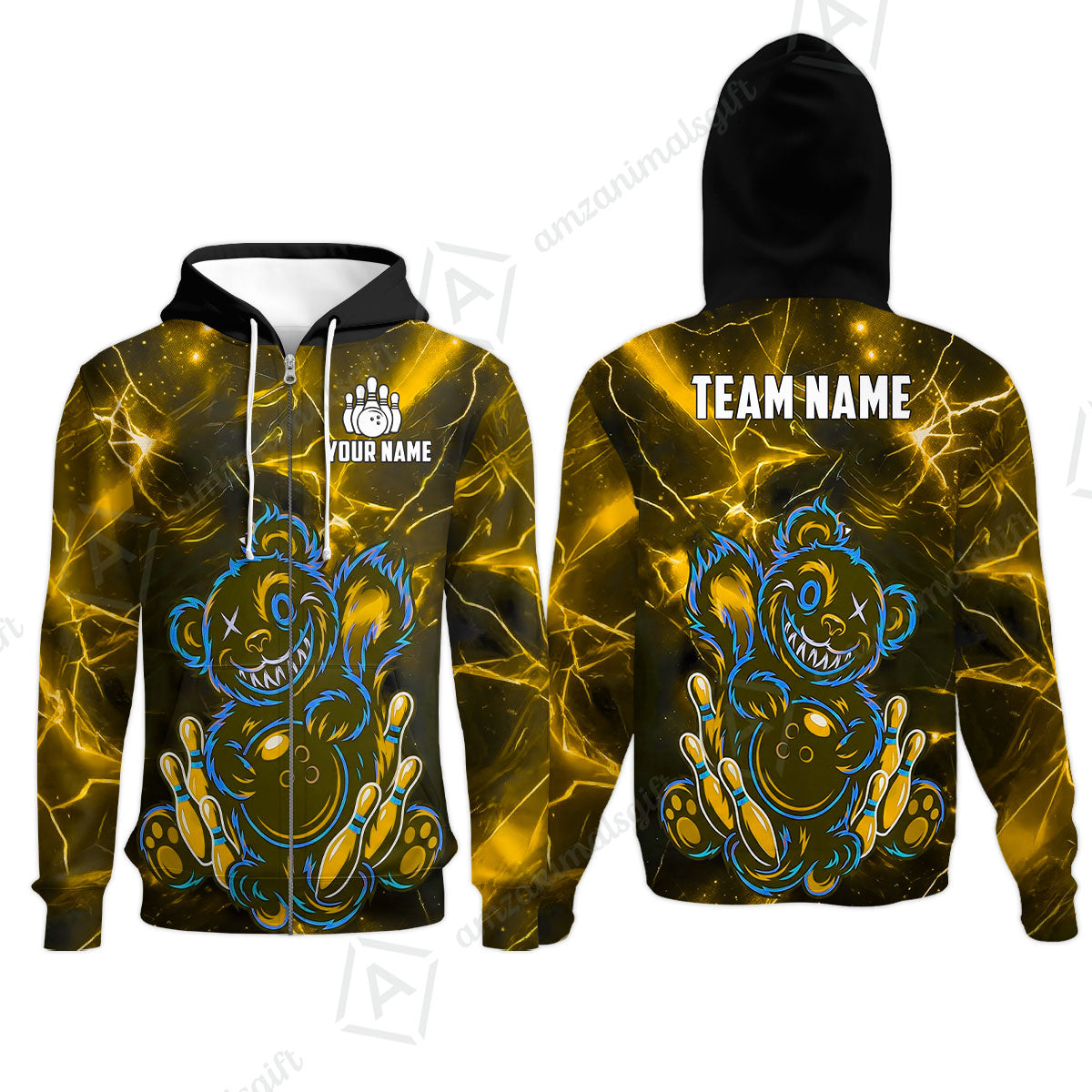 Custom Creepy Teddy Bowling Jersey Polo Shirt, Custom Creepy Teddy Bowling Jersey Team Shirt For Players With Name & Team Name