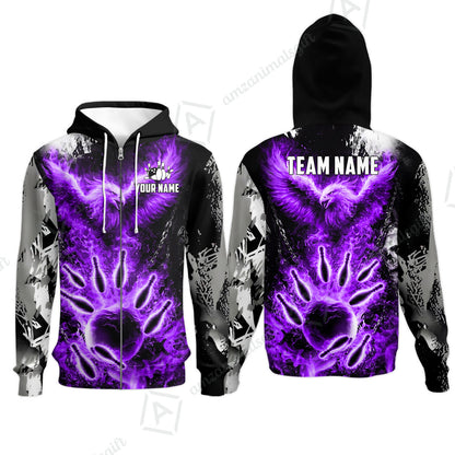 Custom Bowling Jersey Polo Shirt, Flaming Phoenix Bowling, Custom Bowling Jersey Team Shirt For Players With Name & Team Name