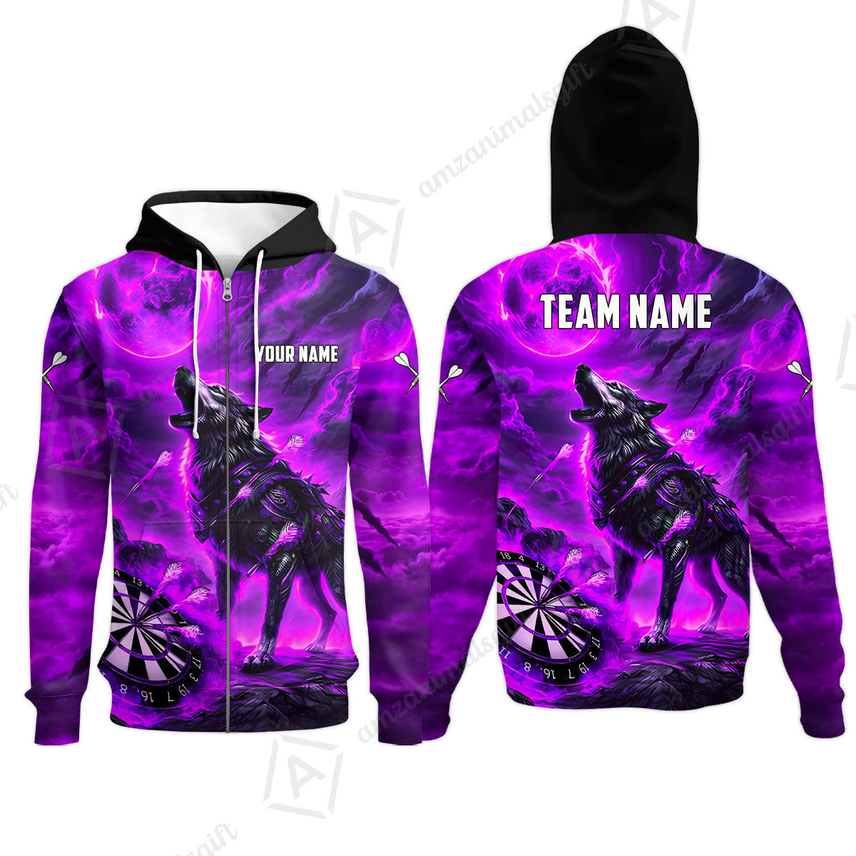 Custom Darts Team Jersey, Personalized Flaming Wolf Jersey Shirt For Players With Name & Team Name
