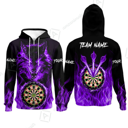 Custom Darts Jersey Polo Shirt, Dartboard Fierce Wolf Design, Uniform Dart - Personalized Name And Team Name