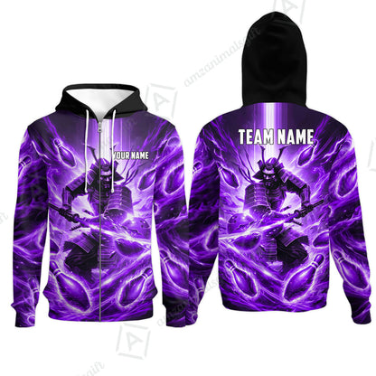 Custom Bowling Jersey Polo Shirt, Japanese Samurai Warrior Bowling, Custom Bowling Jersey Team Shirt For Players With Name & Team Name