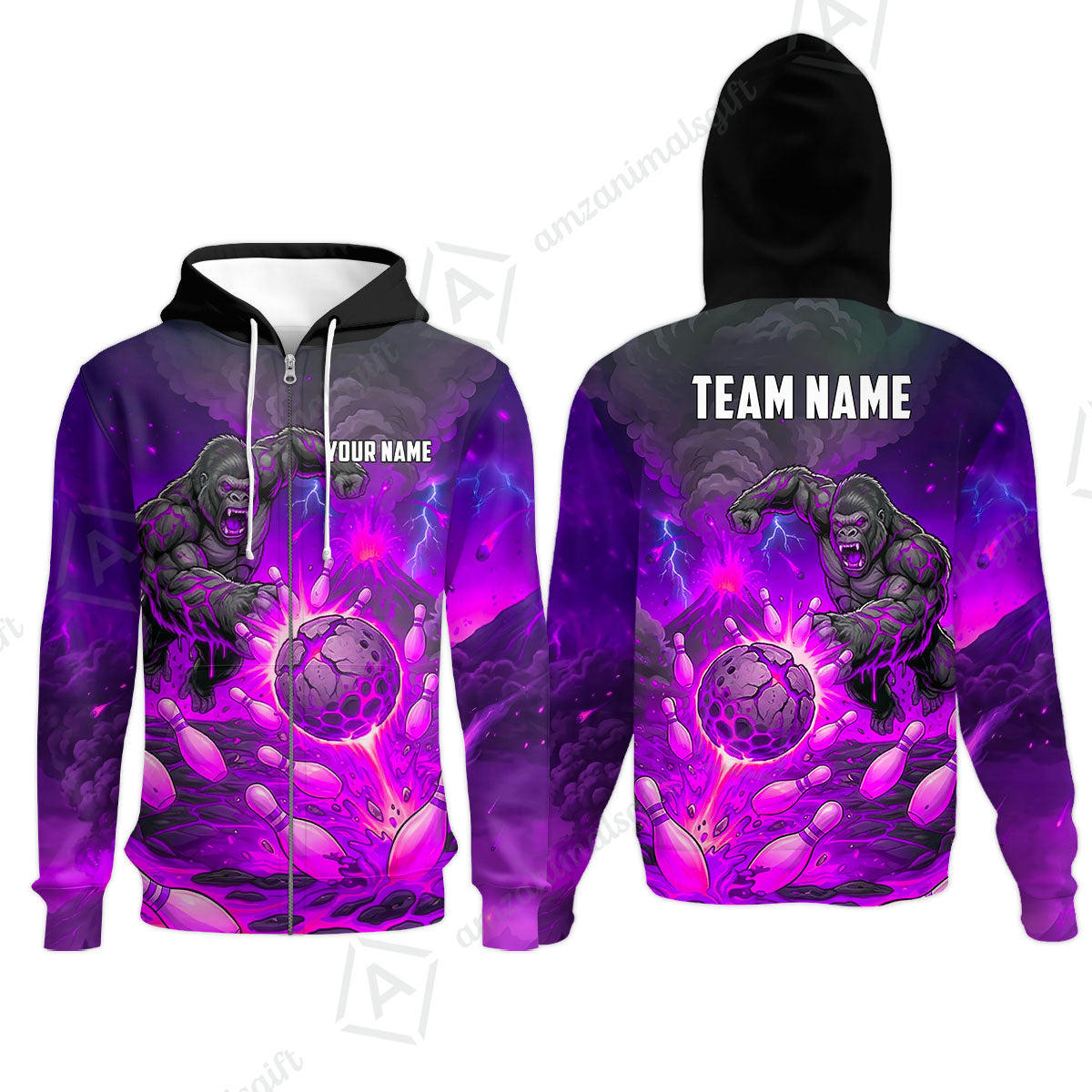 Custom Bowling Jersey Polo Shirt, Fierce Gorilla Strike Bowling, Custom Bowling Jersey Team Shirt For Players With Name & Team Name