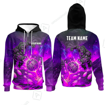 Custom Bowling Jersey Polo Shirt, Fierce Gorilla Strike Bowling, Custom Bowling Jersey Team Shirt For Players With Name & Team Name
