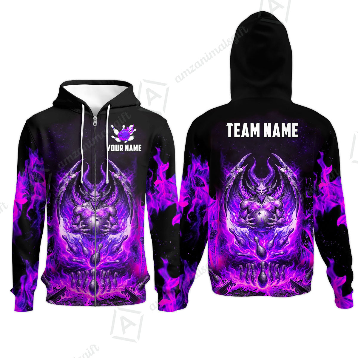 Custom Hellfire Bowling Jersey Polo Shirt, Custom Hellfire Bowling Jersey Team Shirt For Players With Name & Team Name