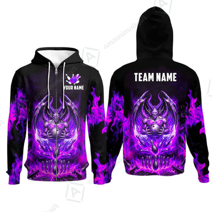Custom Hellfire Bowling Jersey Polo Shirt, Custom Hellfire Bowling Jersey Team Shirt For Players With Name & Team Name