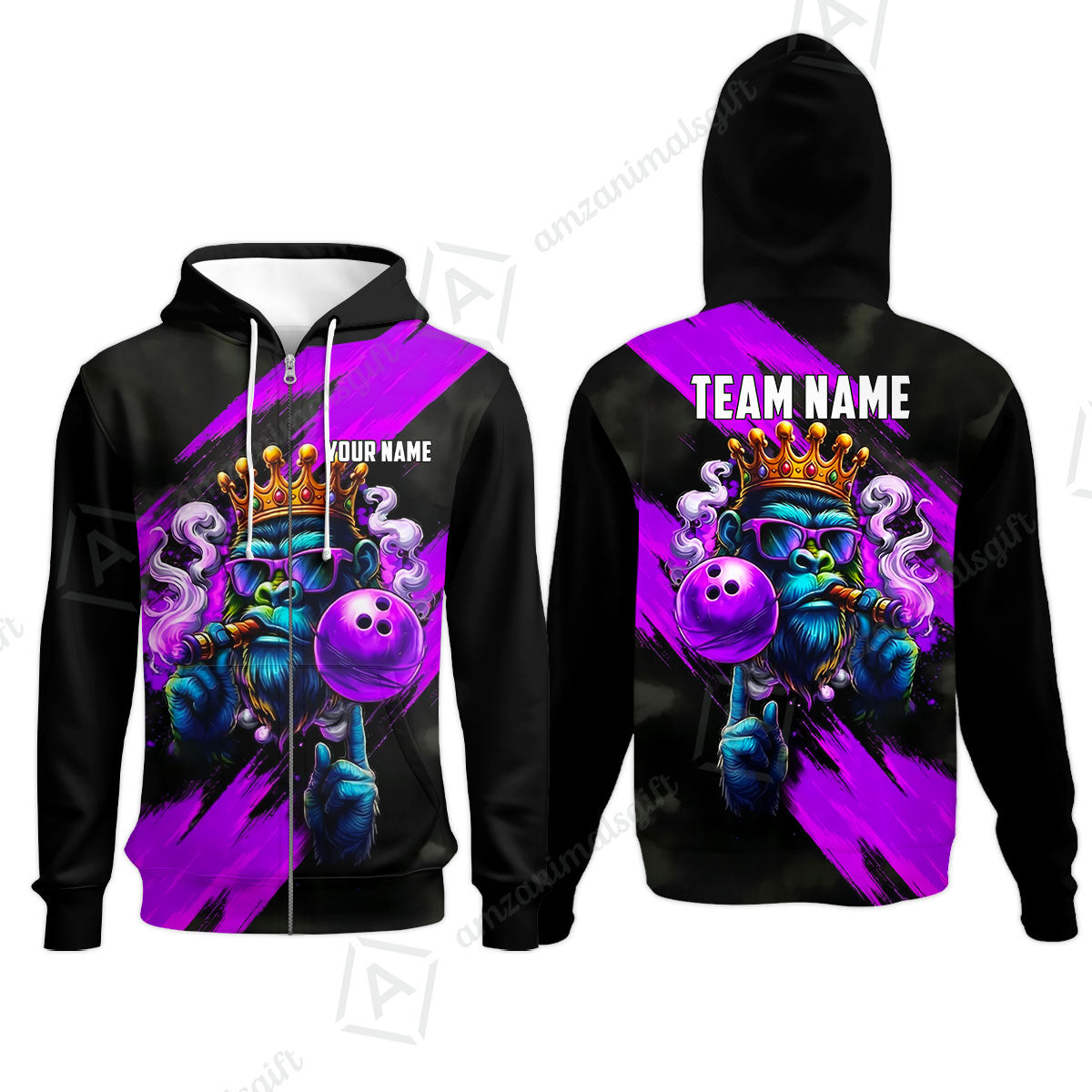 Custom Bowling Jersey Polo Shirt, Gorilla Boss King, Custom Bowling Jersey Team Shirt For Players With Name & Team Name