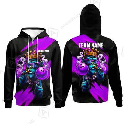 Custom Bowling Jersey Polo Shirt, Gorilla Boss King, Custom Bowling Jersey Team Shirt For Players With Name & Team Name