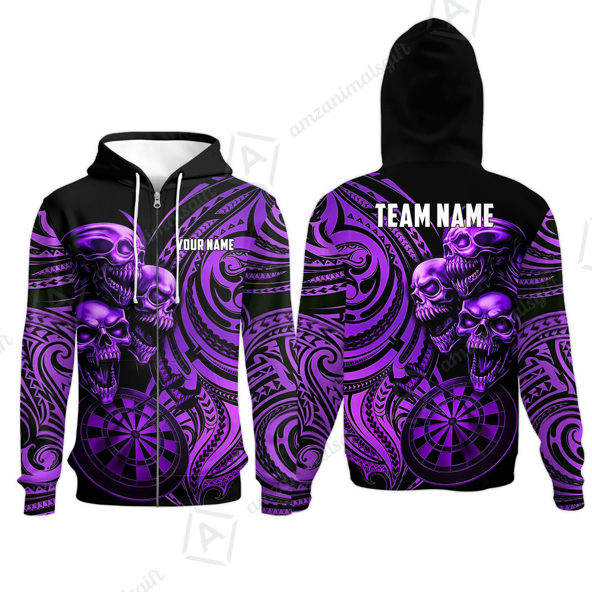 Custom Darts Team Jersey, Personalized Neon Skull Jersey Shirt For Players With Name & Team Name