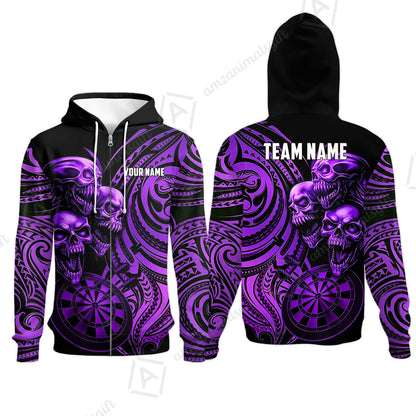 Custom Darts Team Jersey, Personalized Neon Skull Jersey Shirt For Players With Name & Team Name