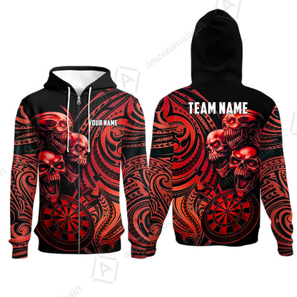 Custom Darts Team Jersey, Personalized Neon Skull Jersey Shirt For Players With Name & Team Name