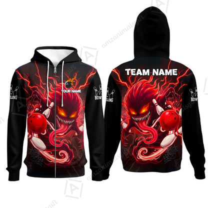 Customized Bowling Jerseys Polo Shirt, Evil Bowling Monster-Dark Bowling Spirit, Uniform Bowling - Personalized Name And Team Name