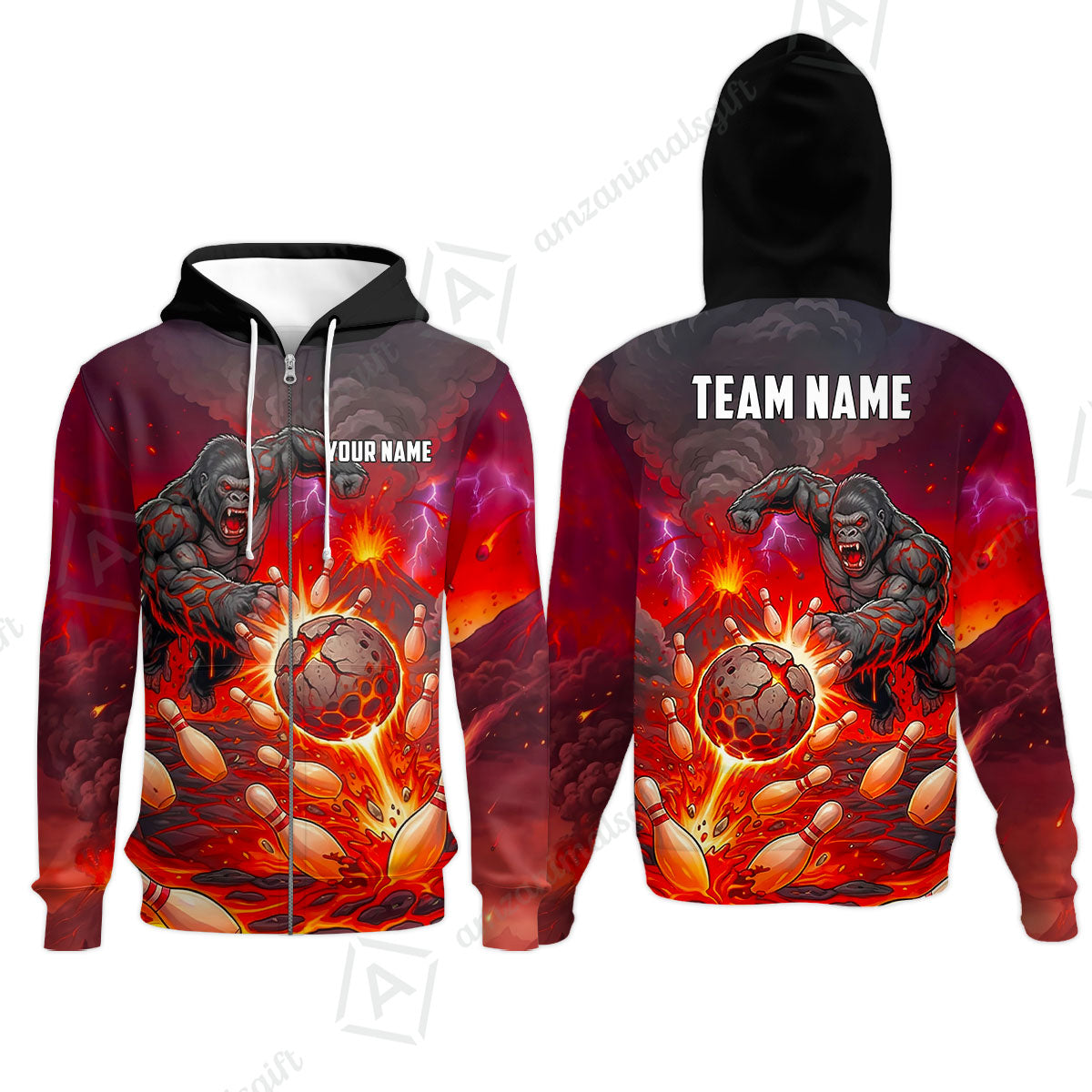Custom Bowling Jersey Polo Shirt, Fierce Gorilla Strike Bowling, Custom Bowling Jersey Team Shirt For Players With Name & Team Name