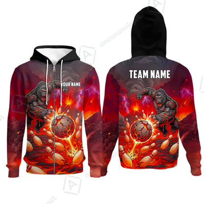 Custom Bowling Jersey Polo Shirt, Fierce Gorilla Strike Bowling, Custom Bowling Jersey Team Shirt For Players With Name & Team Name