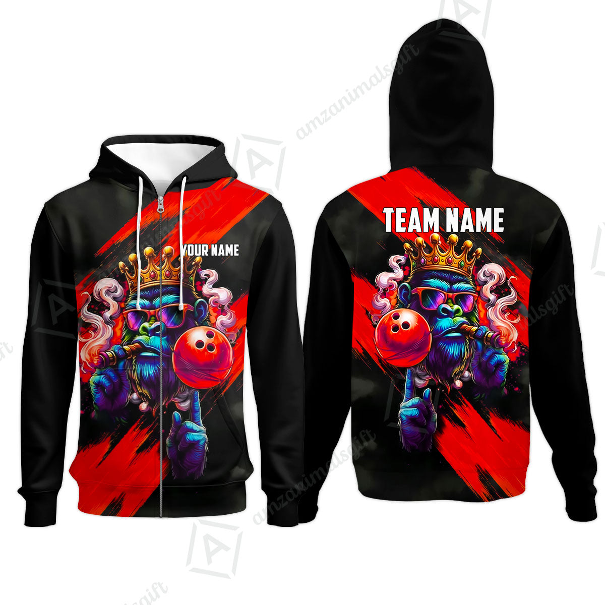 Custom Bowling Jersey Polo Shirt, Gorilla Boss King, Custom Bowling Jersey Team Shirt For Players With Name & Team Name