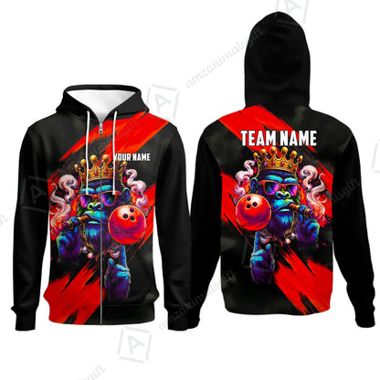 Custom Bowling Jersey Polo Shirt, Gorilla Boss King, Custom Bowling Jersey Team Shirt For Players With Name & Team Name