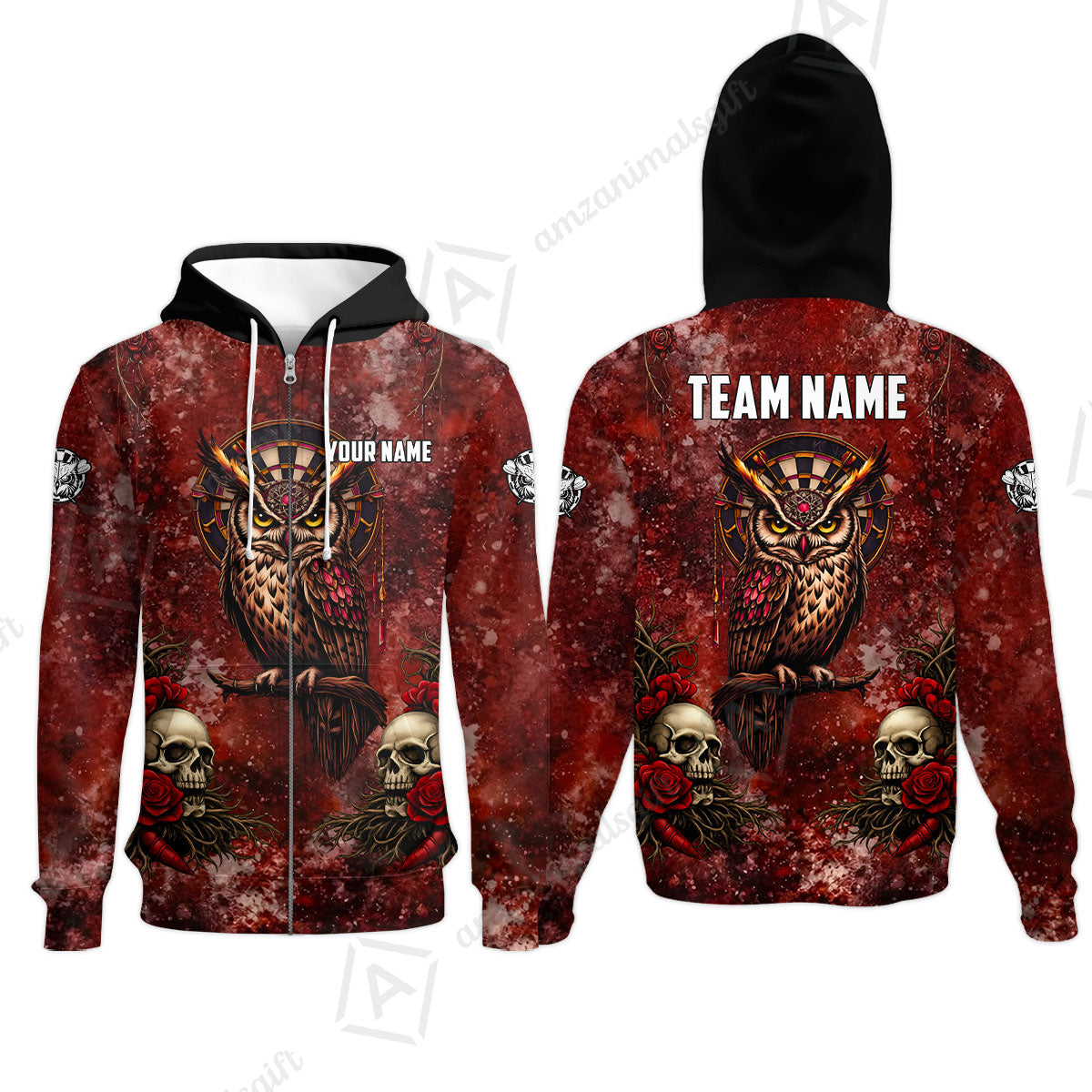 Custom Darts Team Jersey, Personalized Spooky Owl Jersey Shirt For Players With Name & Team Name
