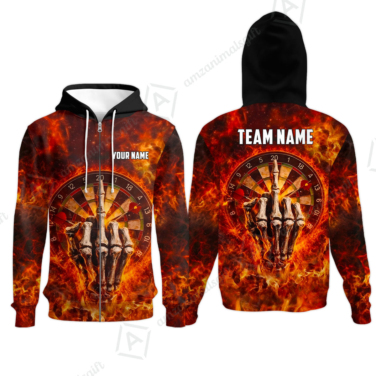 Custom Darts Team Jersey, Personalized Reaper Bullseye Dart Polo Shirt For Players With Name & Team Name