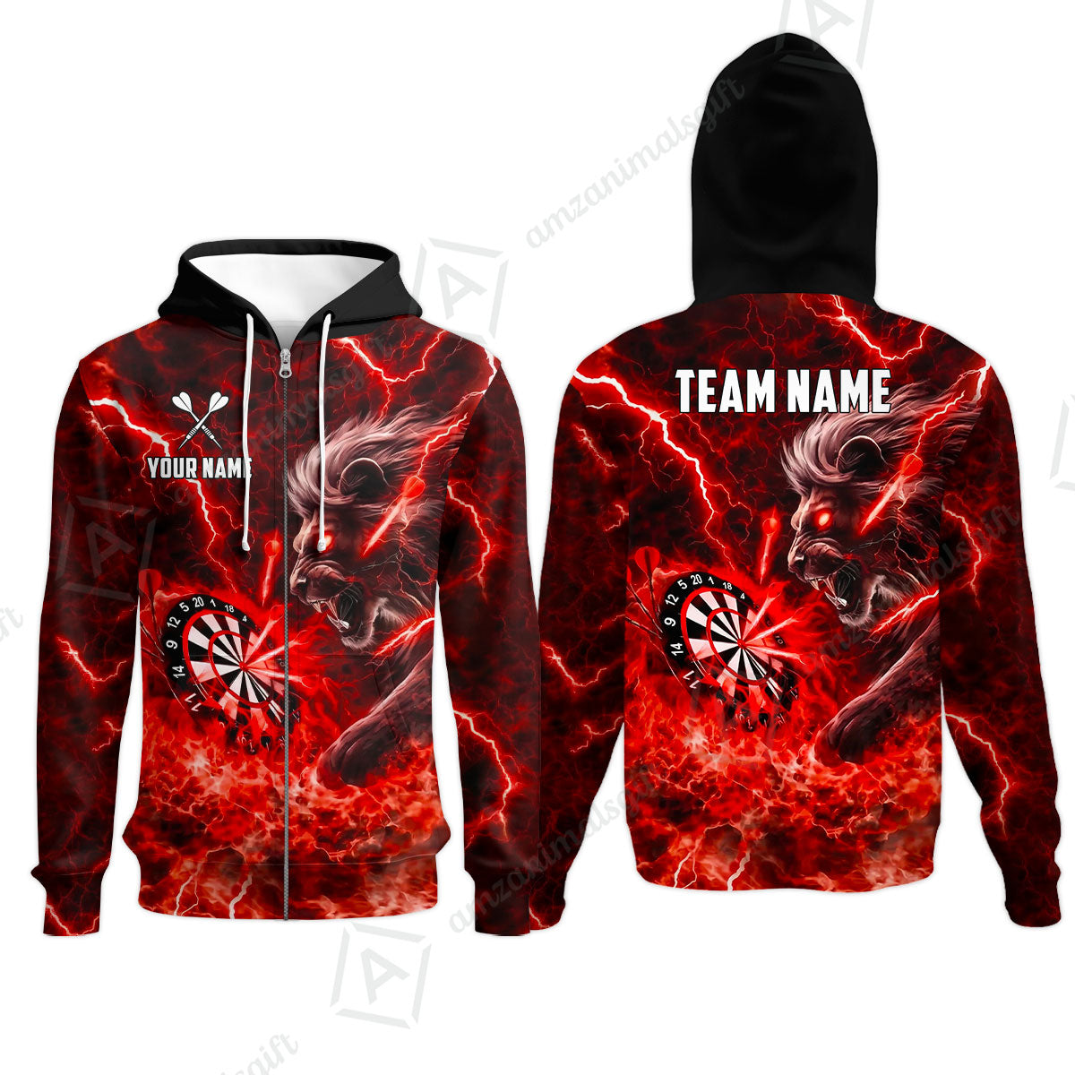 Custom Darts Team Jersey, Personalized Lightning Lion Jersey Shirt For Players With Name & Team Name
