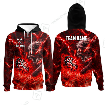 Custom Darts Team Jersey, Personalized Lightning Lion Jersey Shirt For Players With Name & Team Name