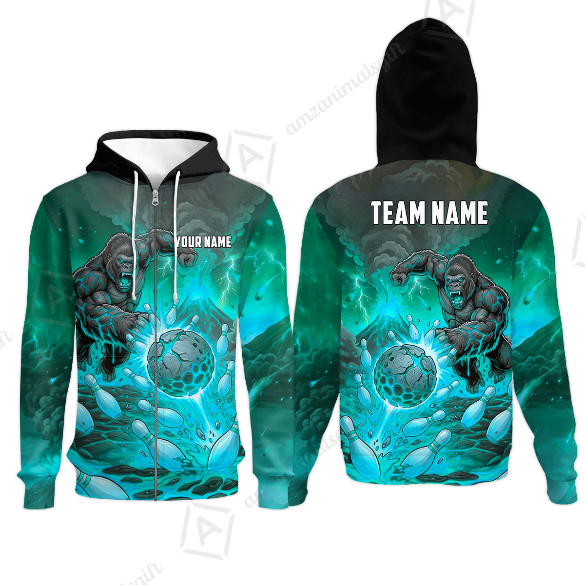 Custom Bowling Jersey Polo Shirt, Fierce Gorilla Strike Bowling, Custom Bowling Jersey Team Shirt For Players With Name & Team Name