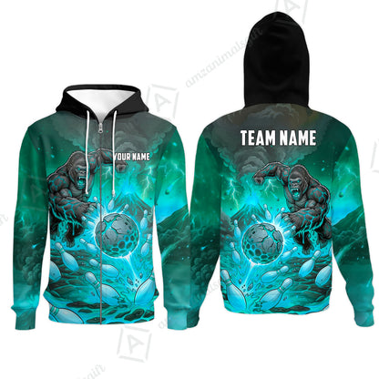 Custom Bowling Jersey Polo Shirt, Fierce Gorilla Strike Bowling, Custom Bowling Jersey Team Shirt For Players With Name & Team Name