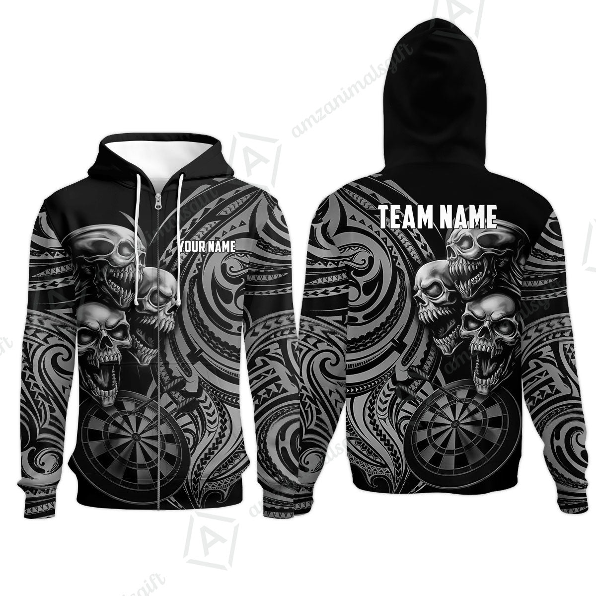Custom Darts Team Jersey, Personalized Neon Skull Jersey Shirt For Players With Name & Team Name