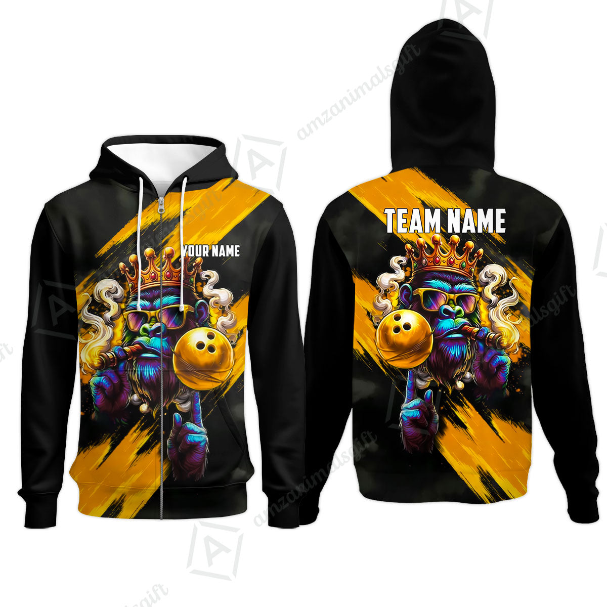 Custom Bowling Jersey Polo Shirt, Gorilla Boss King, Custom Bowling Jersey Team Shirt For Players With Name & Team Name