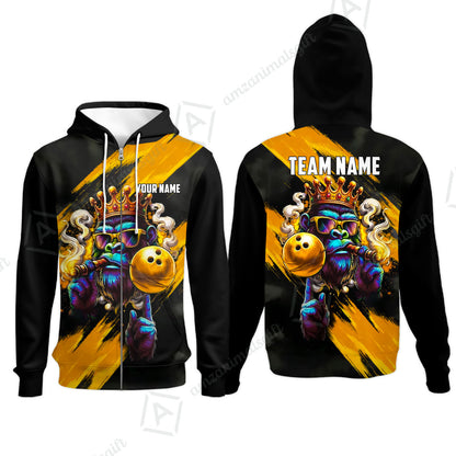 Custom Bowling Jersey Polo Shirt, Gorilla Boss King, Custom Bowling Jersey Team Shirt For Players With Name & Team Name