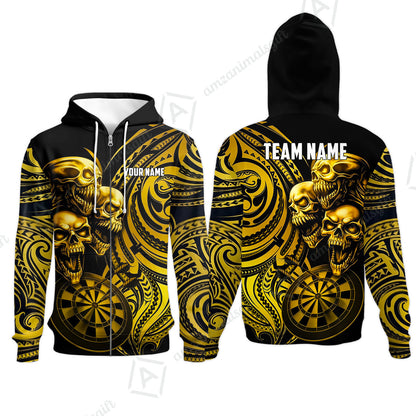 Custom Darts Team Jersey, Personalized Neon Skull Jersey Shirt For Players With Name & Team Name