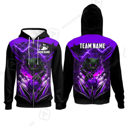 Custom Bowling Jersey Polo Shirt, Electric Panther Bowling, Personalized Name & Team Name