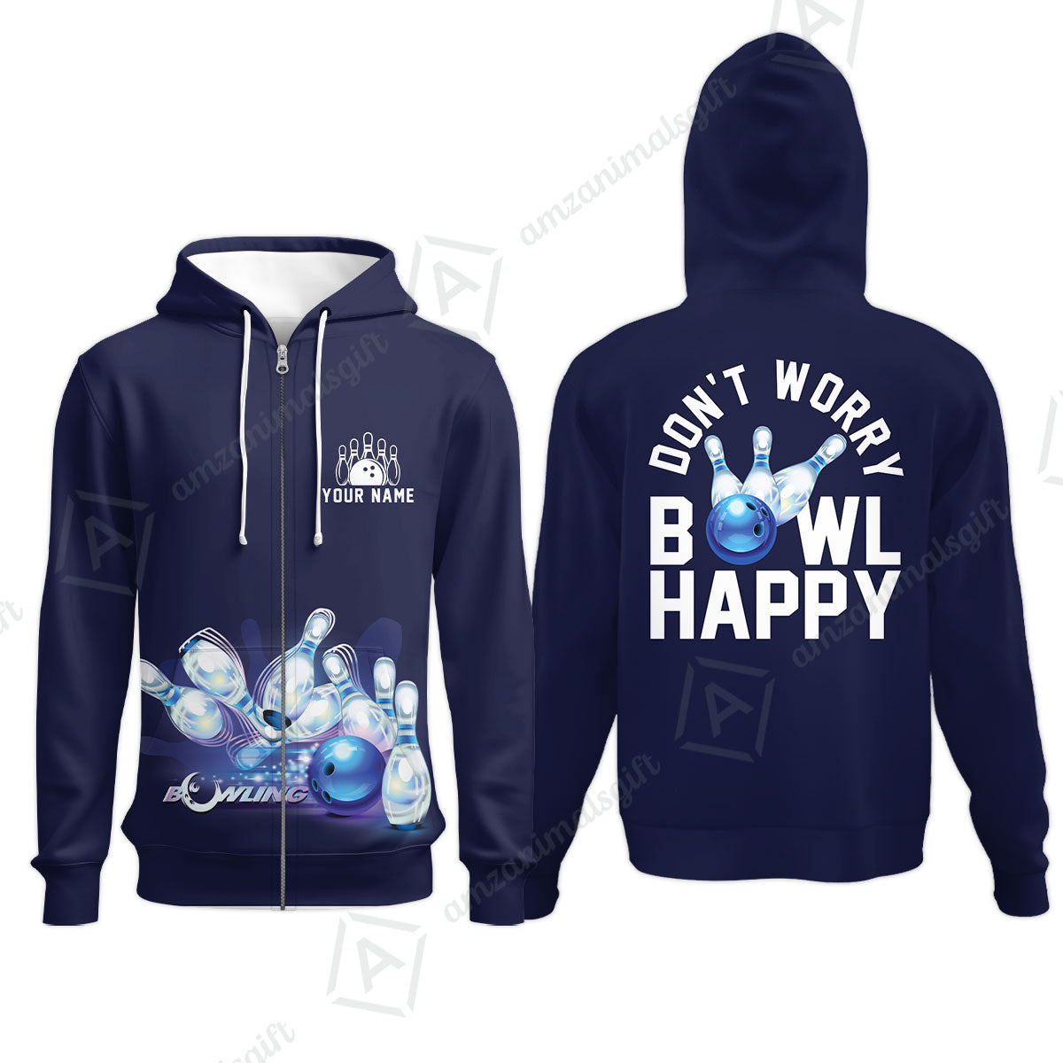 Bowling Custom Men Polo Shirt - Custom Name Polo Shirt, Don't Worry Bowl Happy Personalized Bowling Polo Shirt - Gift For Friend, Family, Bowling Lovers