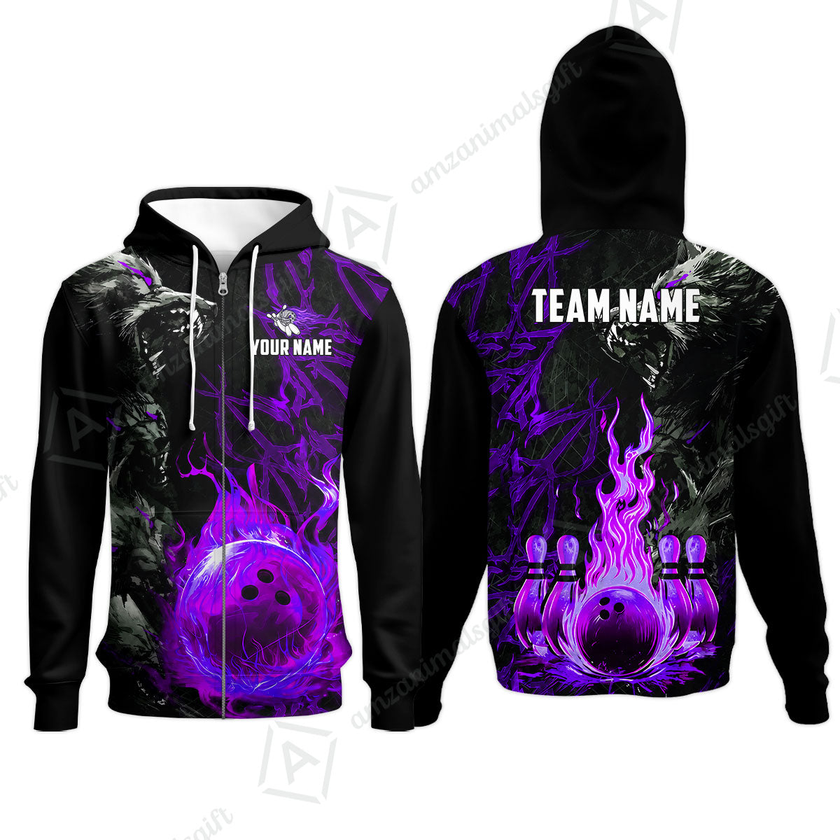 Custom Bowling Jersey Polo Shirt, Hellfire Werewolf & Crimson Strike, Custom Bowling Jersey Team Shirt For Players With Name & Team Name