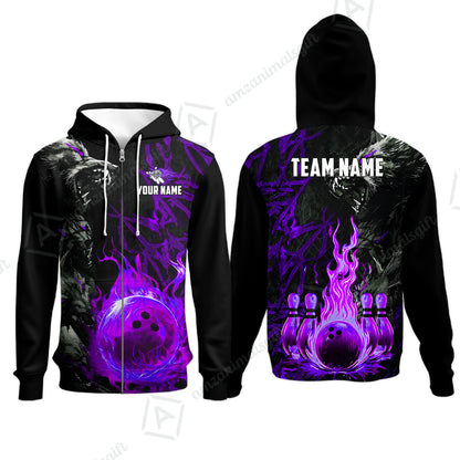 Custom Bowling Jersey Polo Shirt, Hellfire Werewolf & Crimson Strike, Custom Bowling Jersey Team Shirt For Players With Name & Team Name