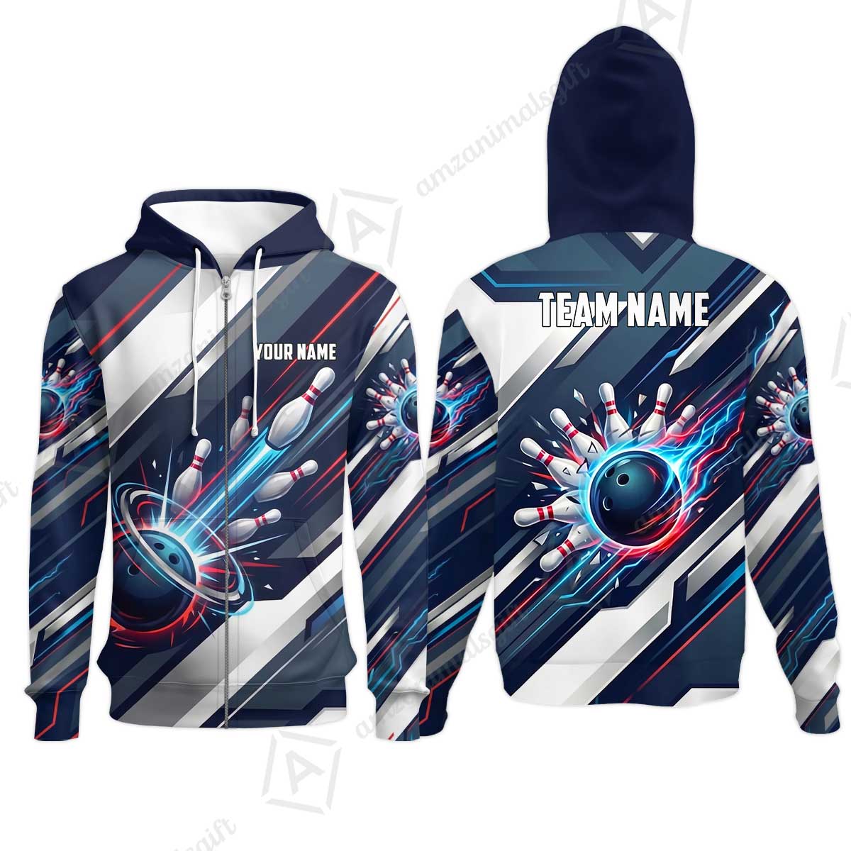 Custom Bowling Jersey Polo Shirt, Futuristic Cyber Electric Strike, Custom Bowling Jersey Team Shirt For Players With Name and Team Name