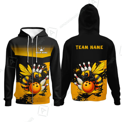 Custom Bowling Jersey Polo Shirt, Aggressive Yellow Jacket Swarm, Custom Bowling Jersey Team Shirt For Players With Name and Team Name