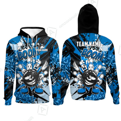 Custom Bowling Jersey Polo Shirt, Dabbing Cartoon Monster, Custom Bowling Jersey Team Shirt For Players With Name & Team Name