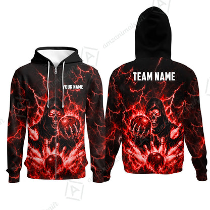 Custom Bowling Jersey Polo Shirt, Lightning Grim Reaper, Custom Bowling Jersey Team Shirt For Players With Name & Team Name
