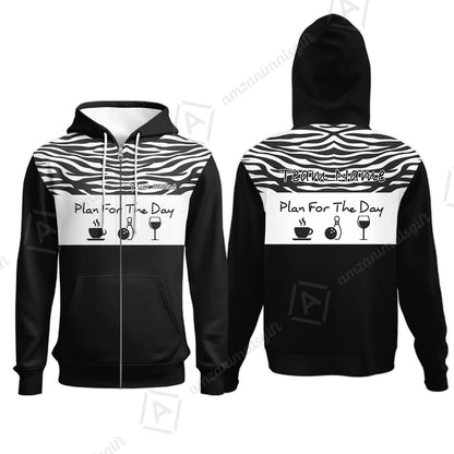 Custom Bowling Jersey Polo Shirt, Pink Zebra Pattern Bowling, Custom Bowling Jersey Team Shirt For Players With Name & Team Name