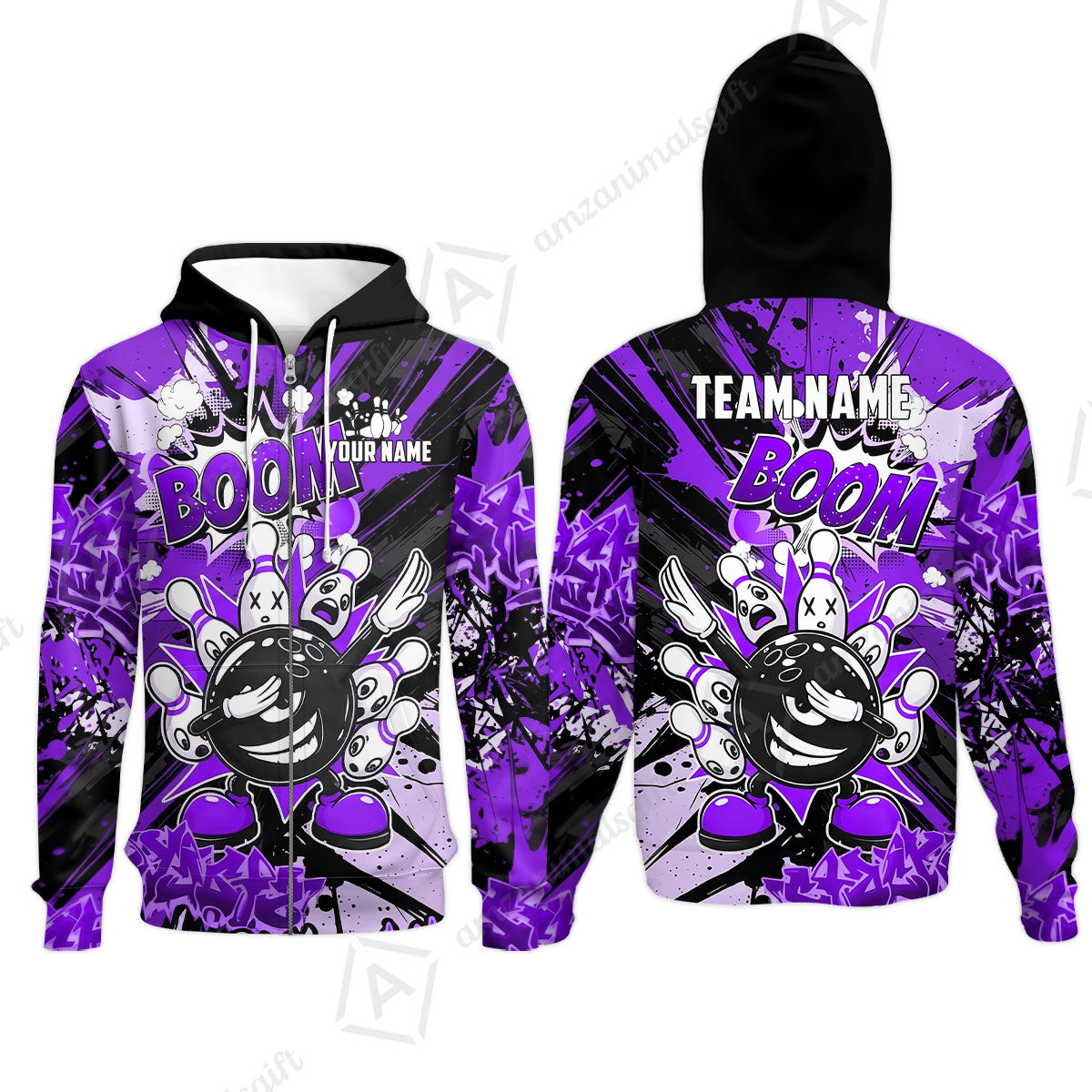 Custom Bowling Jersey Polo Shirt, Dabbing Cartoon Monster, Custom Bowling Jersey Team Shirt For Players With Name & Team Name