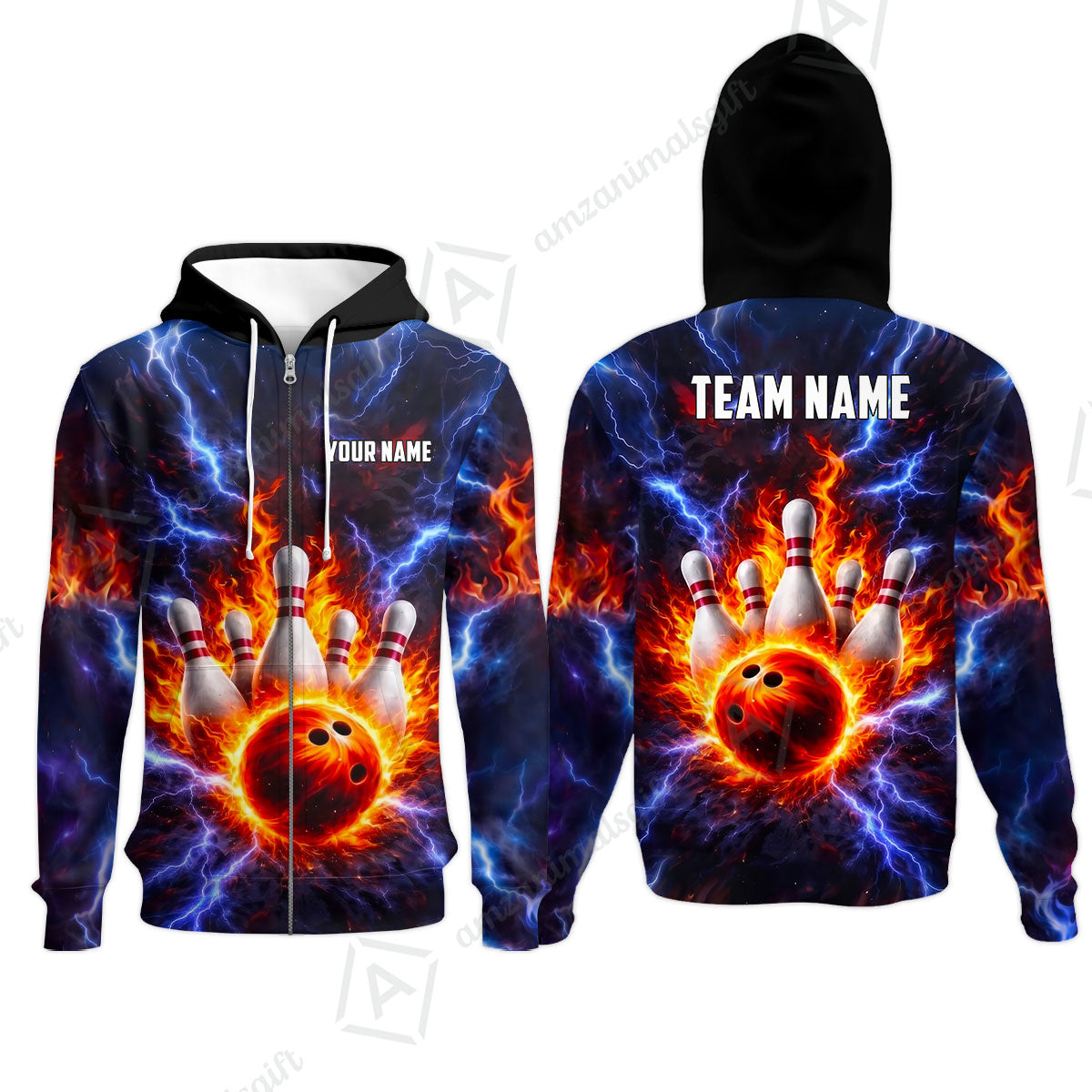 Custom Bowling Jersey Polo Shirt, Electric Lightning Storm Bowling, Custom Bowling Jersey Team Shirt For Players With Name and Team Name
