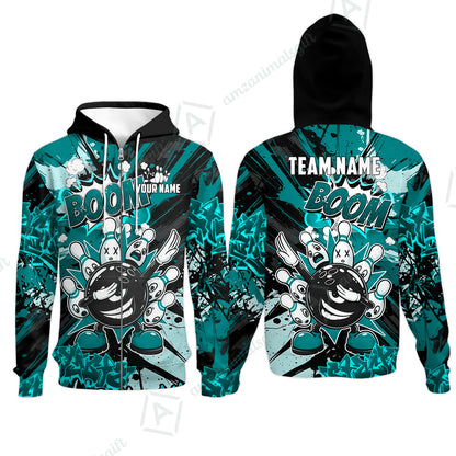Custom Bowling Jersey Polo Shirt, Dabbing Cartoon Monster, Custom Bowling Jersey Team Shirt For Players With Name & Team Name