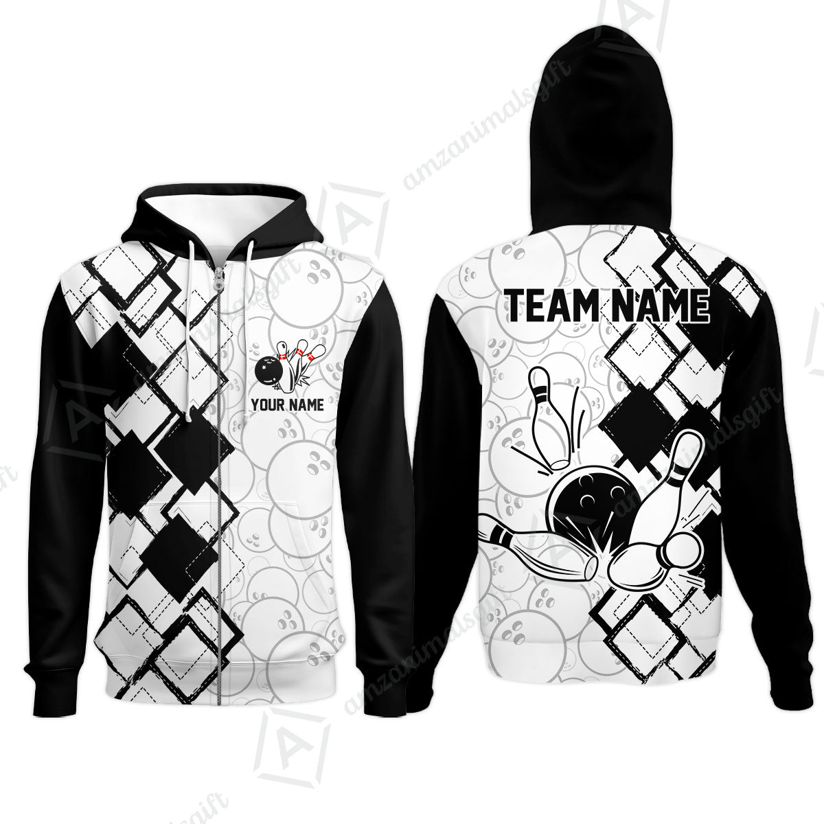 Custom Bowling Team Jersey League Bowling Unisex Polo Shirts, Bowling uniforms Ball & Pins Personalized Bowling Name And Team Name